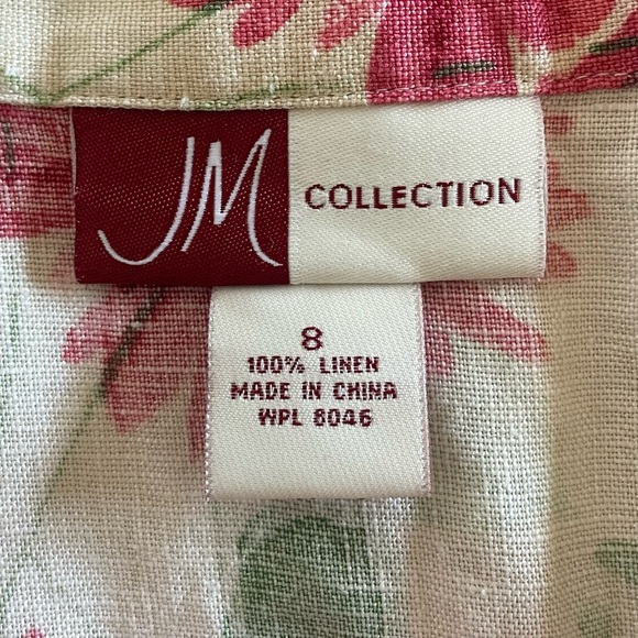 JM Collection Linen A-Line Skirt Women’s 8 Floral Cottage Flowy Ruffled Fairy - Picture 2 of 13